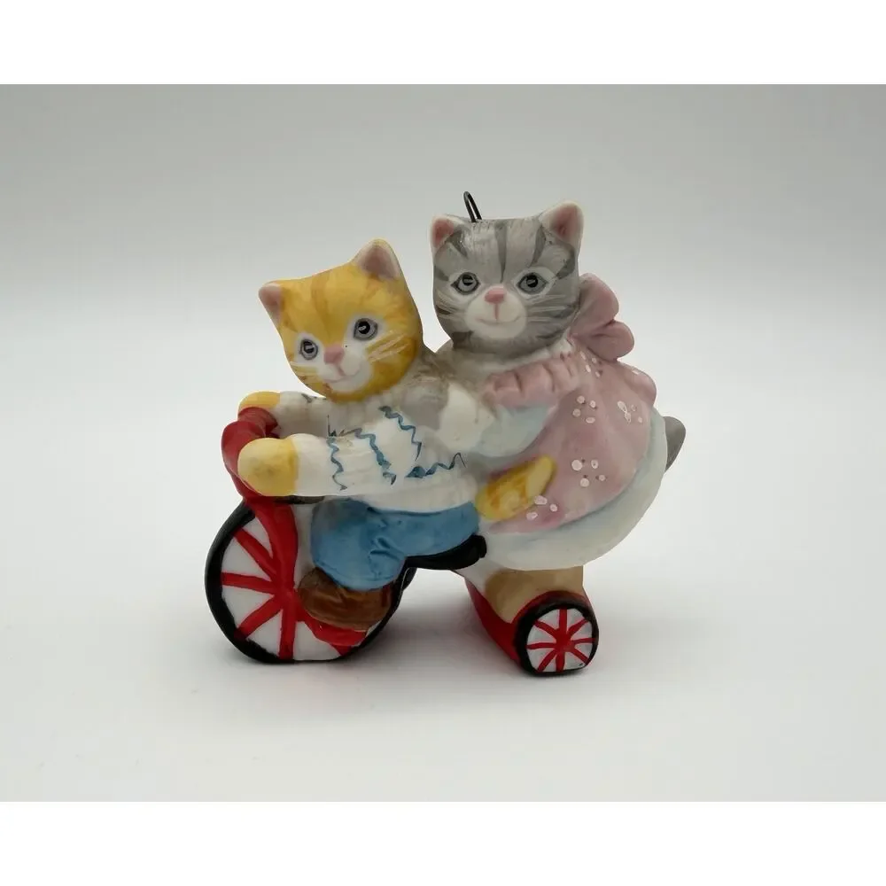 Schmid 1988 KITTY CUCUMBER Cat Ornament Figurine 2.5” JP Buster RIDING TRICYCLE